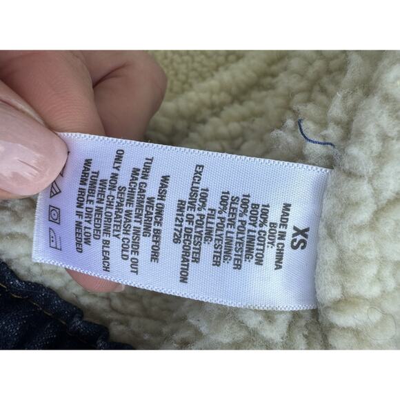 Aeropostale Denim Jean Jacket Sherpa Fur Lined XS 90s Y2k Western Trucker - Picture 5 of 7